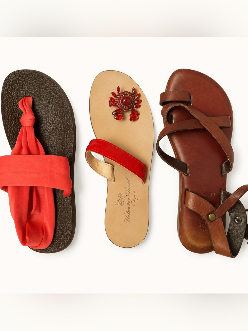 3 Pair Women’s Sandals Set EU 37 Italian Leather Dream Pairs Summer